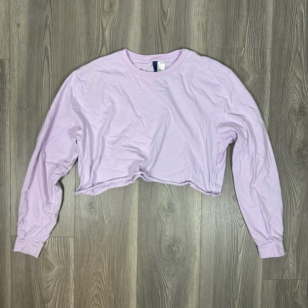 Divided by H&M Light Purple Cropped Long Sleeve Tee Shirt - SIZE M Casual Pastel